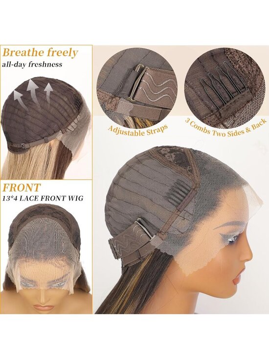 Women\'s light blonde Glueless Synthetic Lace Front Pre-Plucked Hairline 28 Inch main image 6